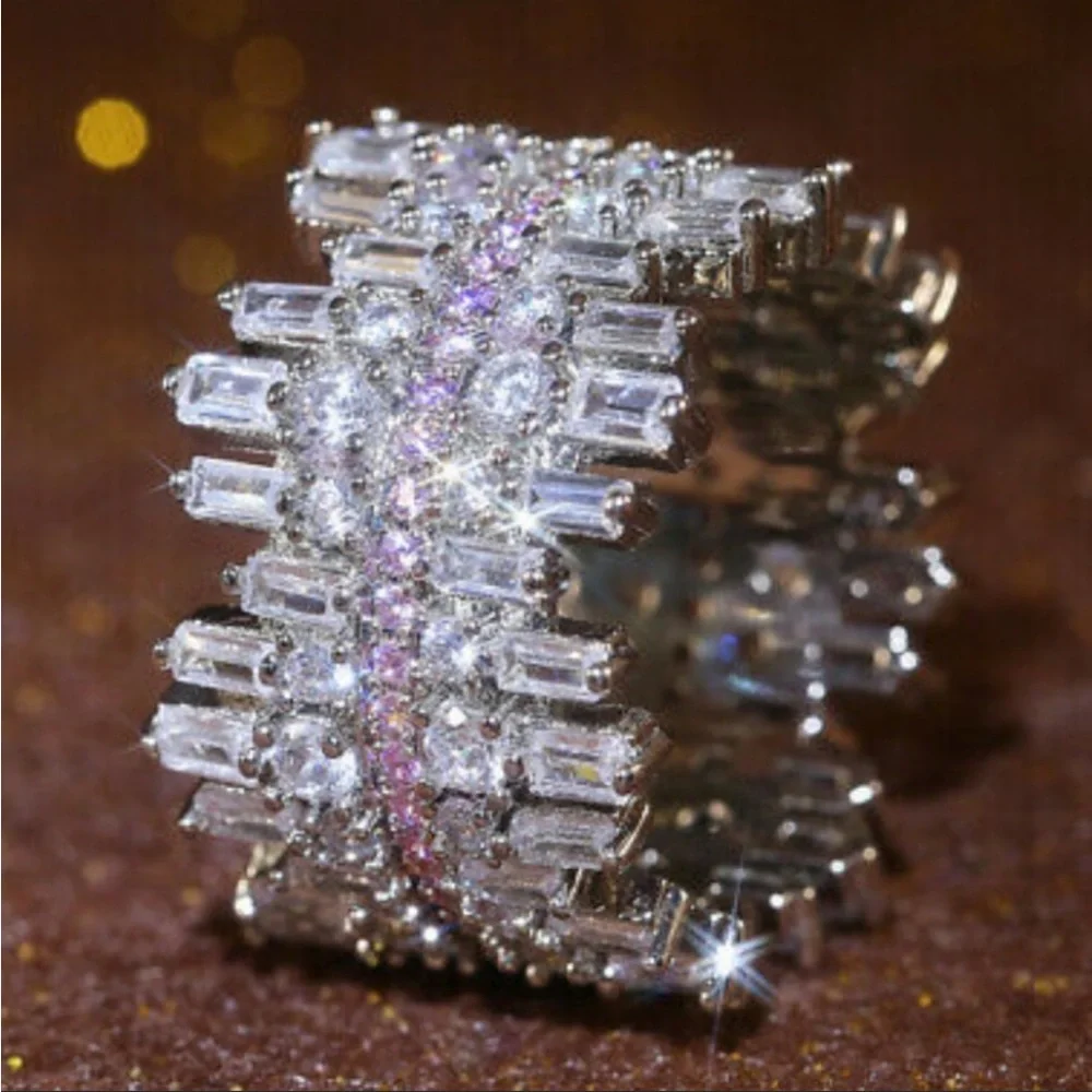 New 925 STERLING SILVER Diamond LUXURY Ring - Picture 3 of 10